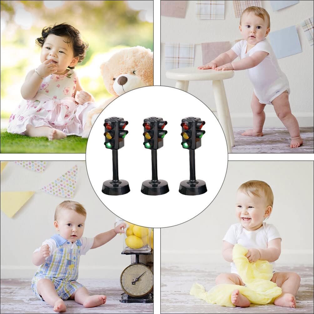 STOBOK Luces de tráfico, 3 piezas de 1.8×1.8×4.3 in Señales de tráfico de juguete DIY Señales de tráfico Modelo Juguetes Niños Juguete de semáforo