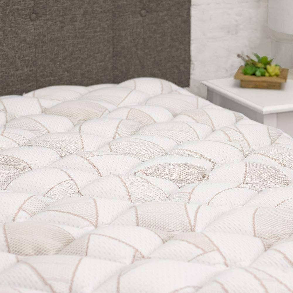 eLuxurySupply Almohadilla de colchón con infusión de cobre con falda ajustada, cubrecolchón extra afelpado  Funda de colchón con tecnología Cutec