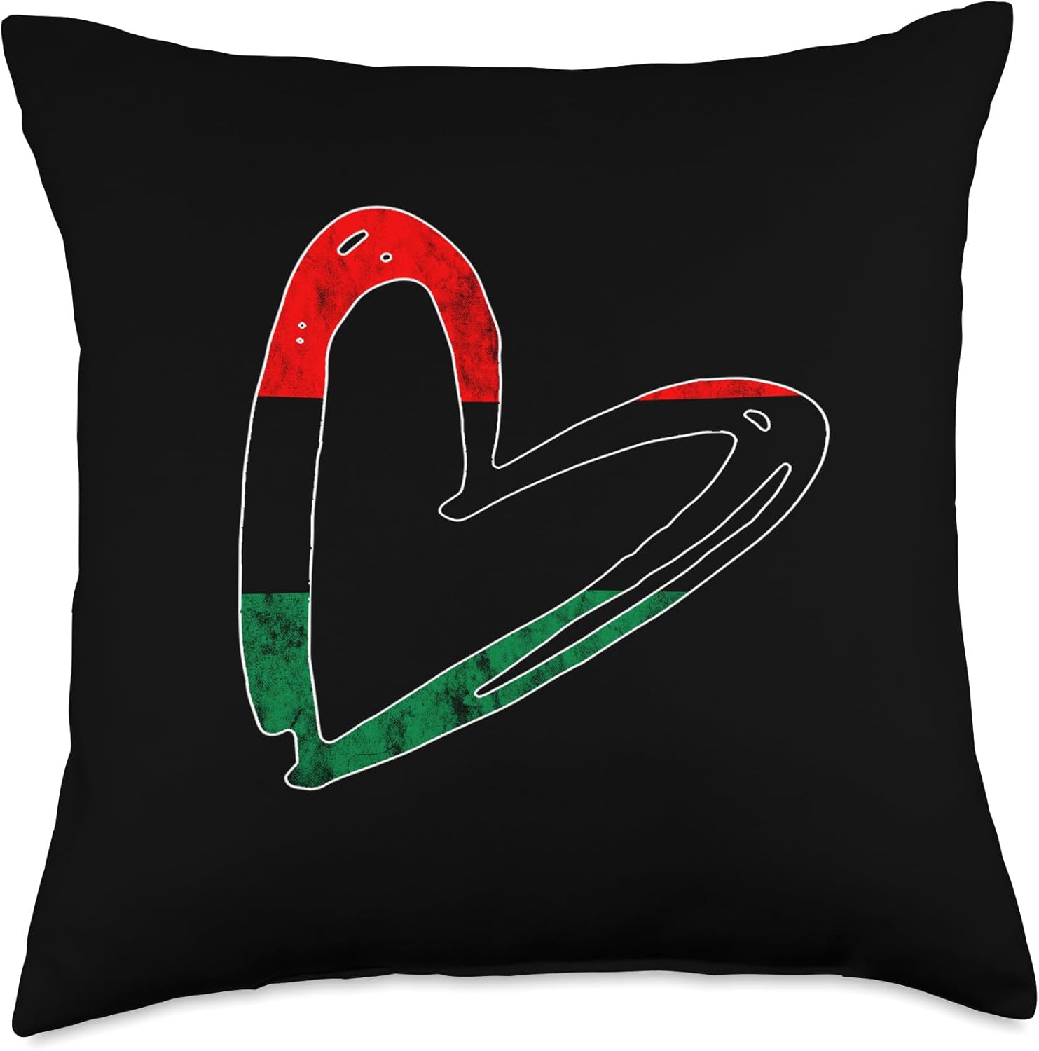 Pan African UNIA Flag Heart Afro-American Black History Throw Pillow, 18×18, Multicolor