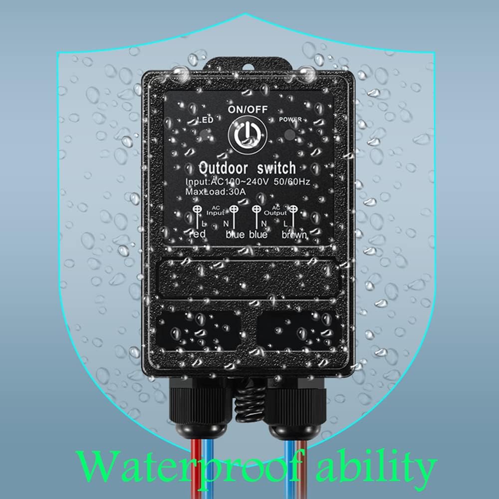 Interruptor de relé de control remoto impermeable, interruptor remoto inalámbrico de 328 pies de largo alcance, interruptor de control remoto de 12