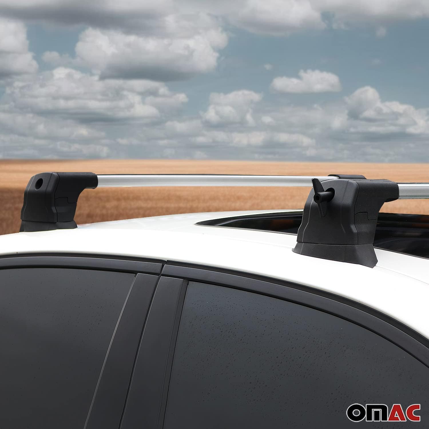 OMAC Juego de barras transversales para Mazda 2 Hatchback 2011 a 2015, portaequipajes, 165 libras, 2 piezas, color plateado