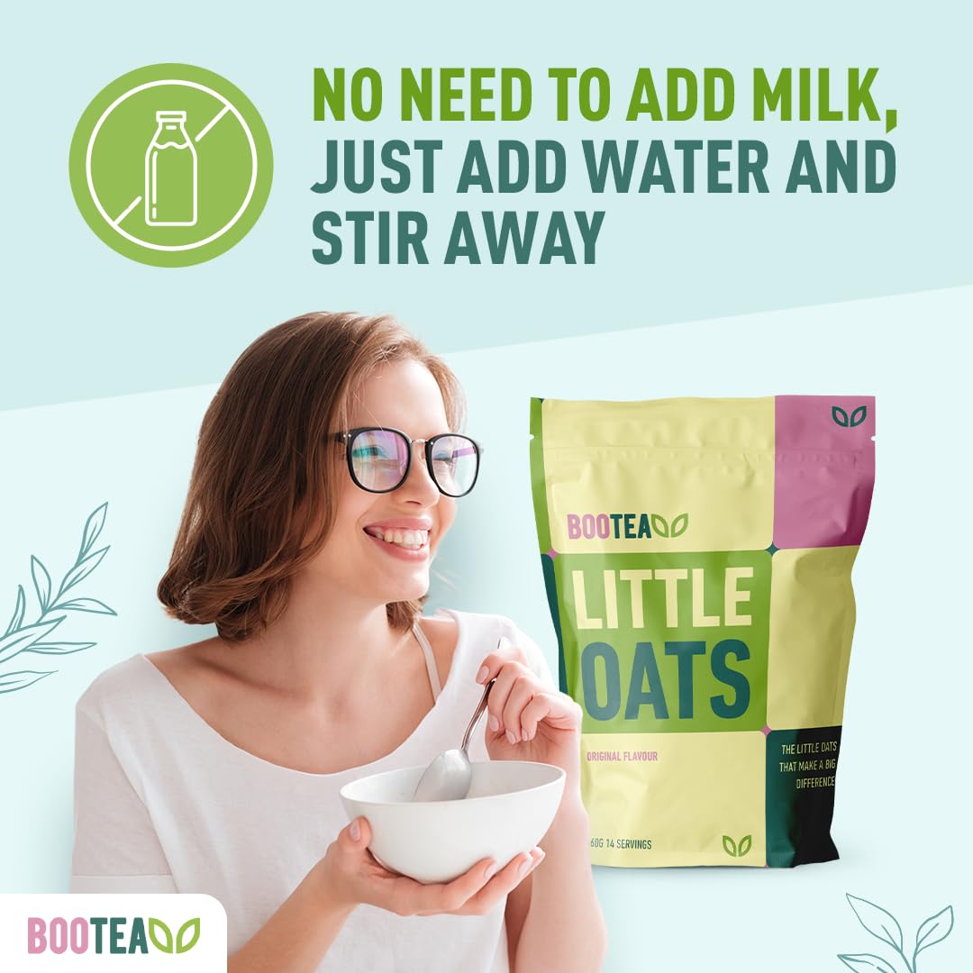 Bootea Little Oats – Gachas de proteína de avena con semillas de chía y proteína de arroz orgánica, desayuno de alta energía (paquete de 14 días)