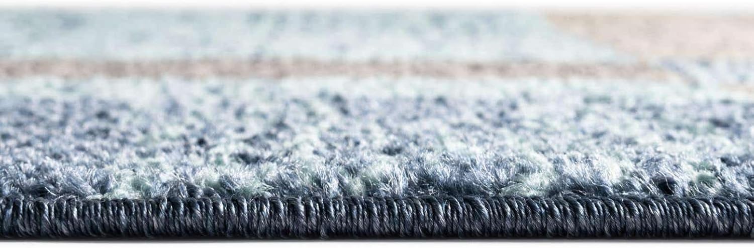 Unique Loom Autumn Collection – Alfombra rectangular de 7 pies 1 pulgada x 10 pies, color azul gris y marrón claro