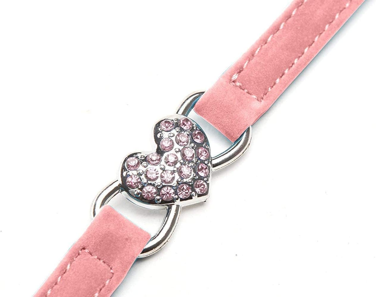 chukchi corazón Bling collar de gato con cinturón de seguridad y campana 811pulgadas, xs, Negro y rosado