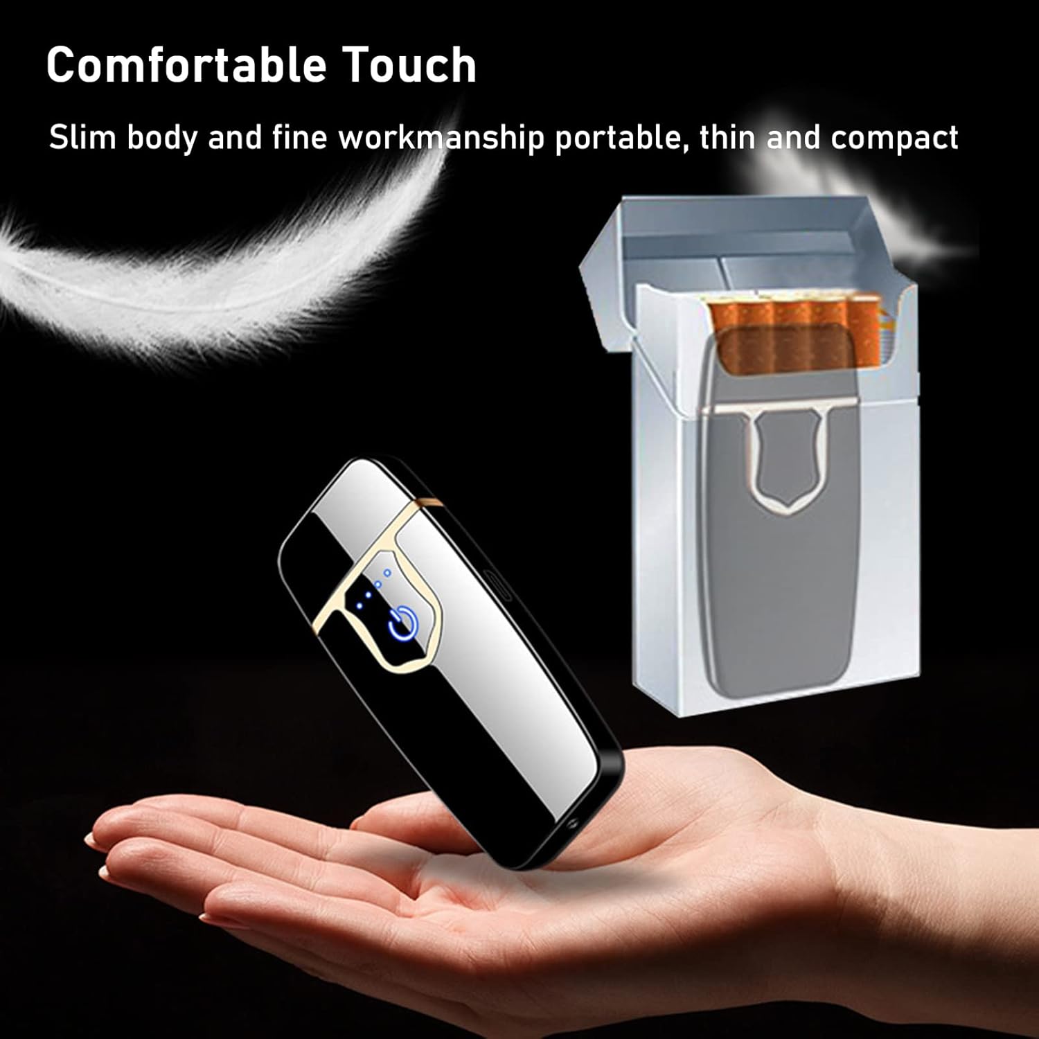 Encendedor electrónico, mini encendedor eléctrico, resistente al viento, huellas dactilares inteligentes sin llama, plasma de encendido de doble