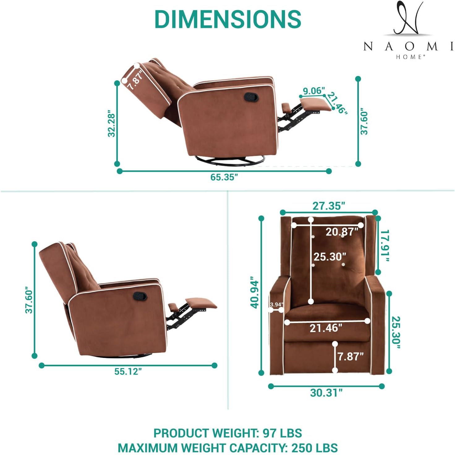 Relájate con tu bebé, relájate con estilo con Odelia reclinable giratorio de 360, silla de maternidad para lactancia materna con amortiguación de
