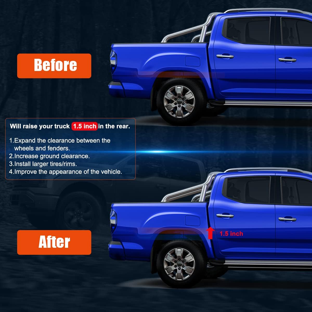 Kit de elevación trasera de 1.5 pulgadas, espaciadores de elevación de bobina forjada GAsupply para Dodge Ram 1500 2WD 4WD 2009-2017 (paquete de 2)