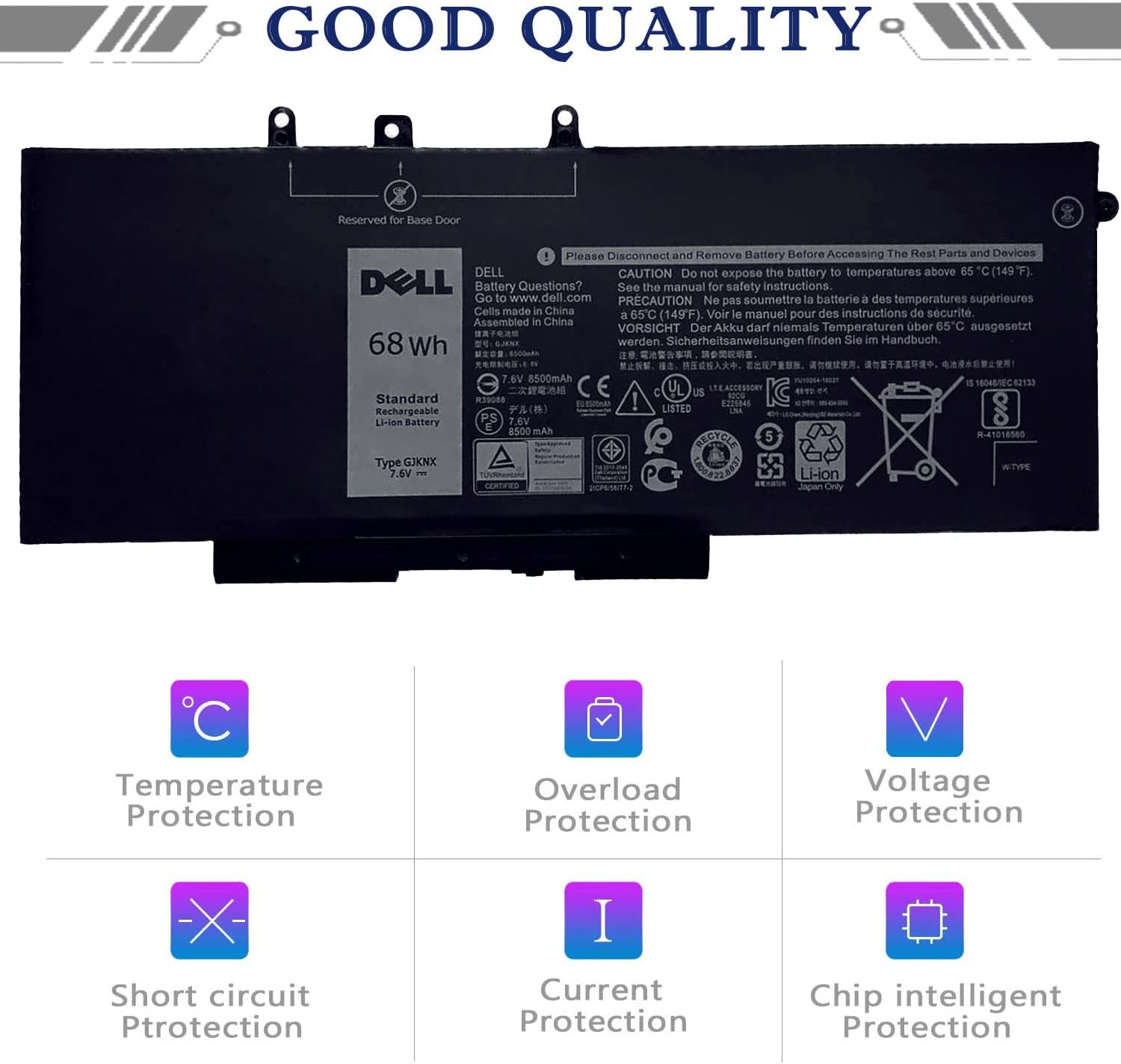 DELL GJKNX – Batería para Dell Latitude 5280 5288 5480 5488 5490 5495 5580 5590 5591 E5280 E5288 E5480 E5488 E5580 E5590 E5488 E5590 E5Precisión 591