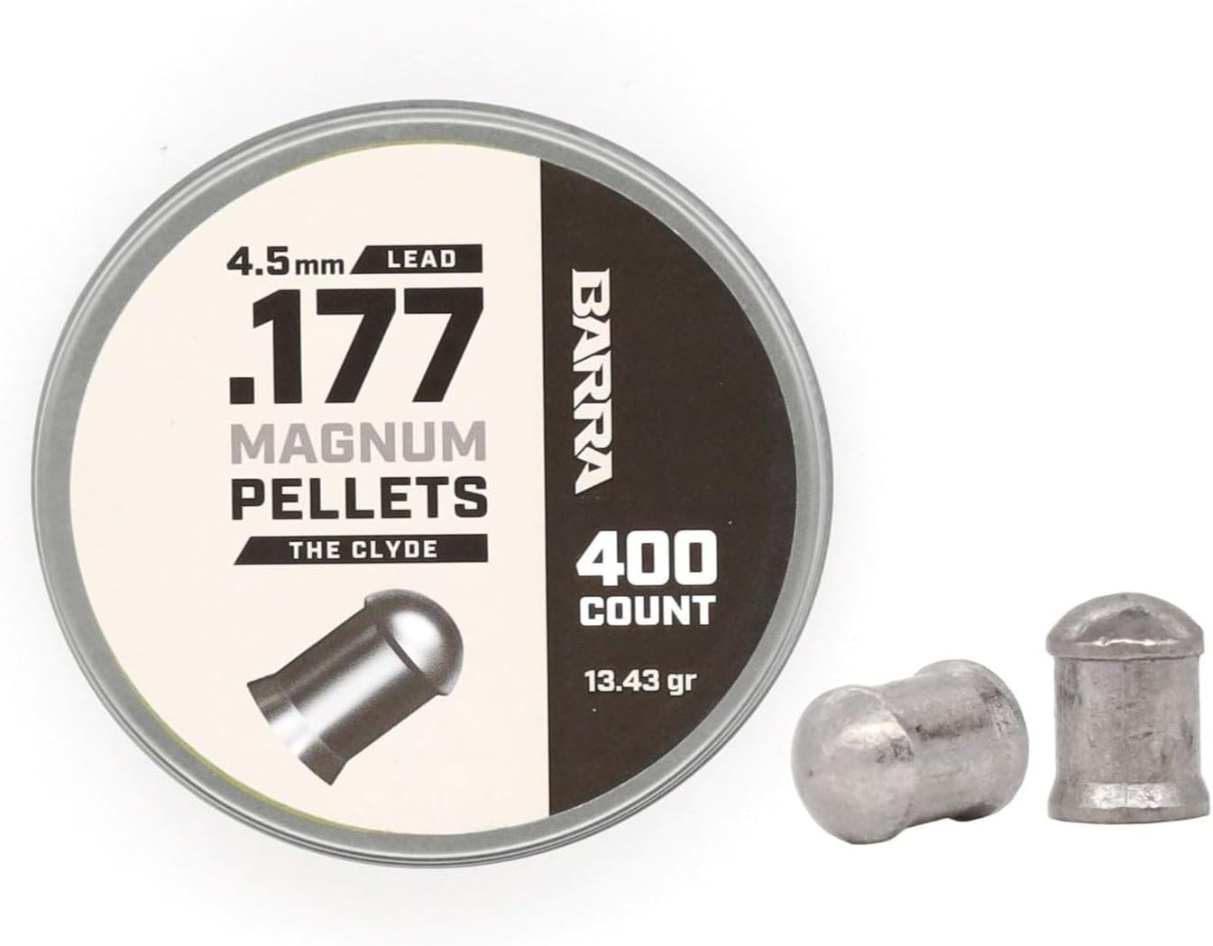Barra Clyde Heavy .177 Cal 0.177 in Pellets, 13.43 peso de grano, munición de plomo para rifles de pellet, juego pequeño, 400 unidades