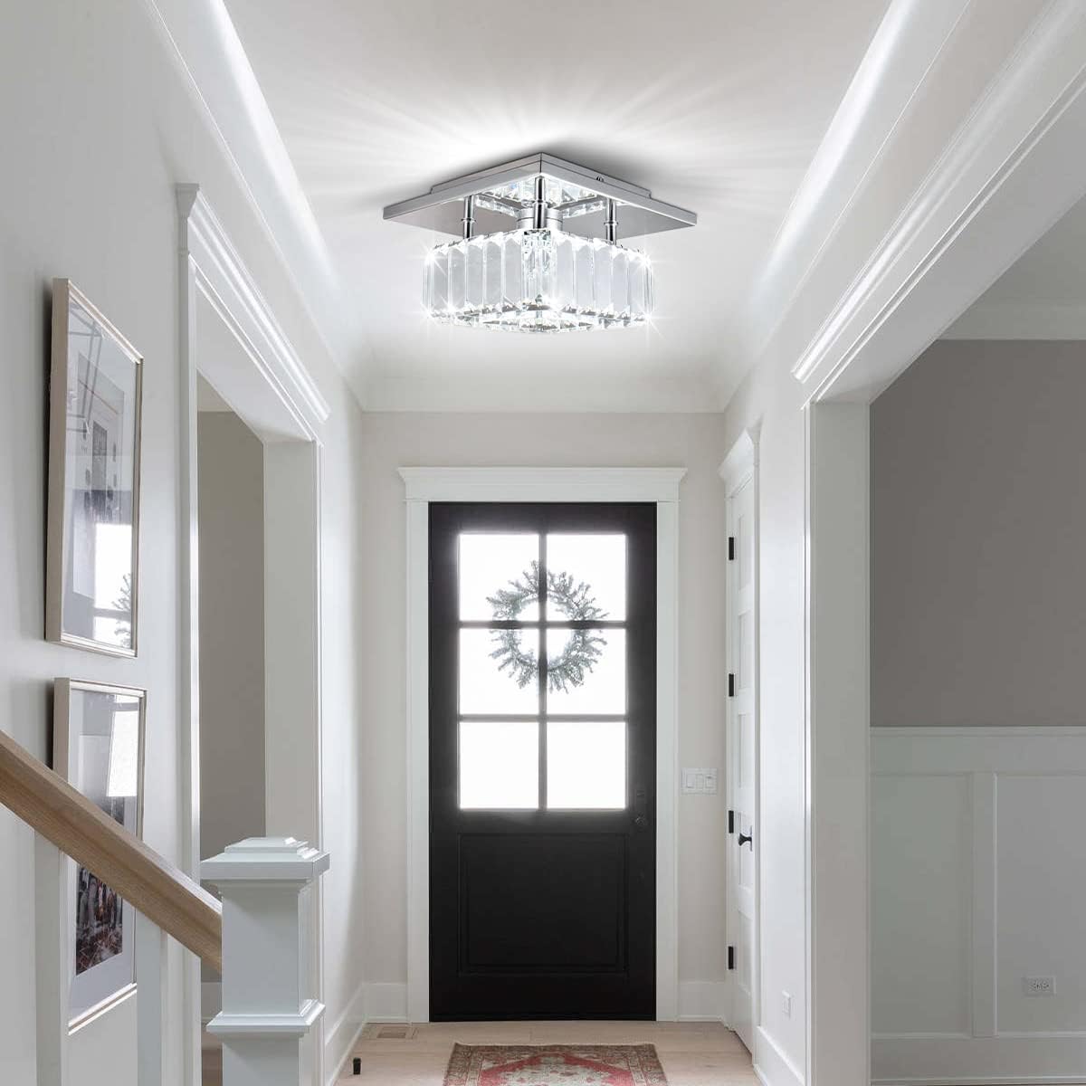 CLAIRDAI Lámparas de techo de cristal de montaje semiempotrado, modernas, regulables, lámparas de techo para pasillo, dormitorio, entrada, vestíbulo