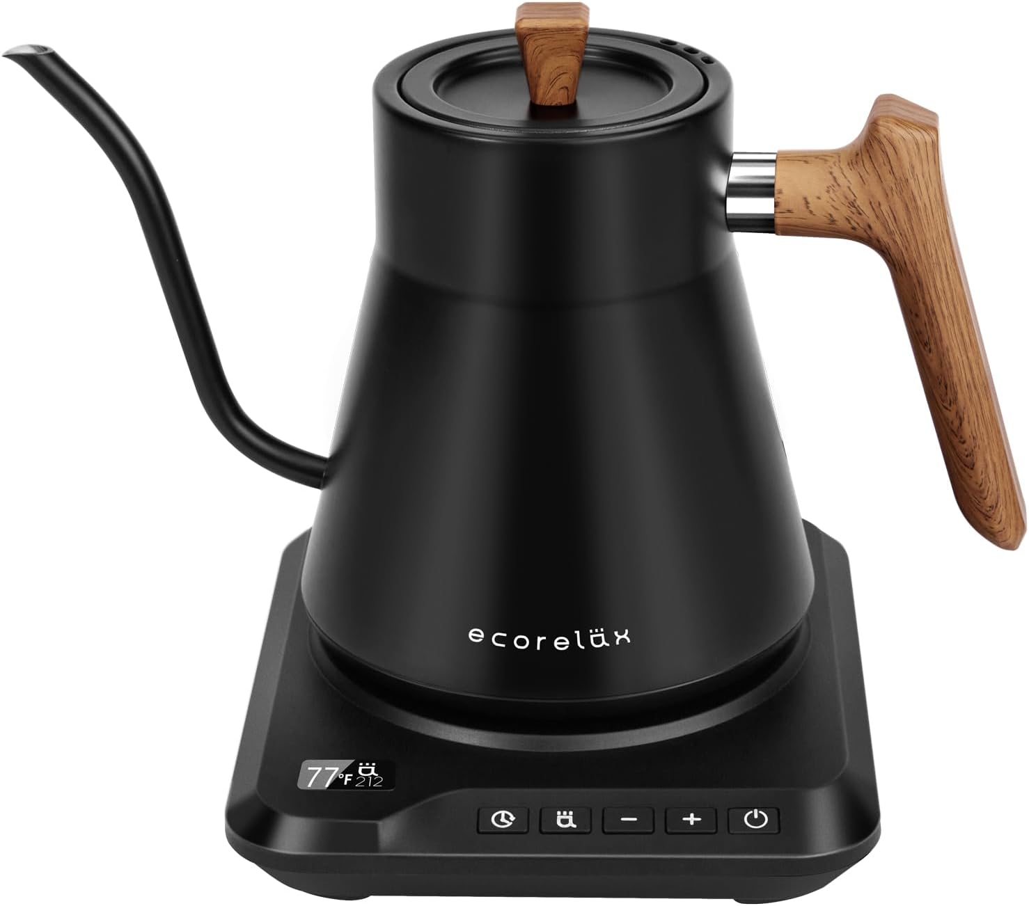Ecorelax Hervidor eléctrico de cuello de cisne con control de temperatura preciso de  1 , 1200 W para café y té, 100% acero inoxidable, hervidor de