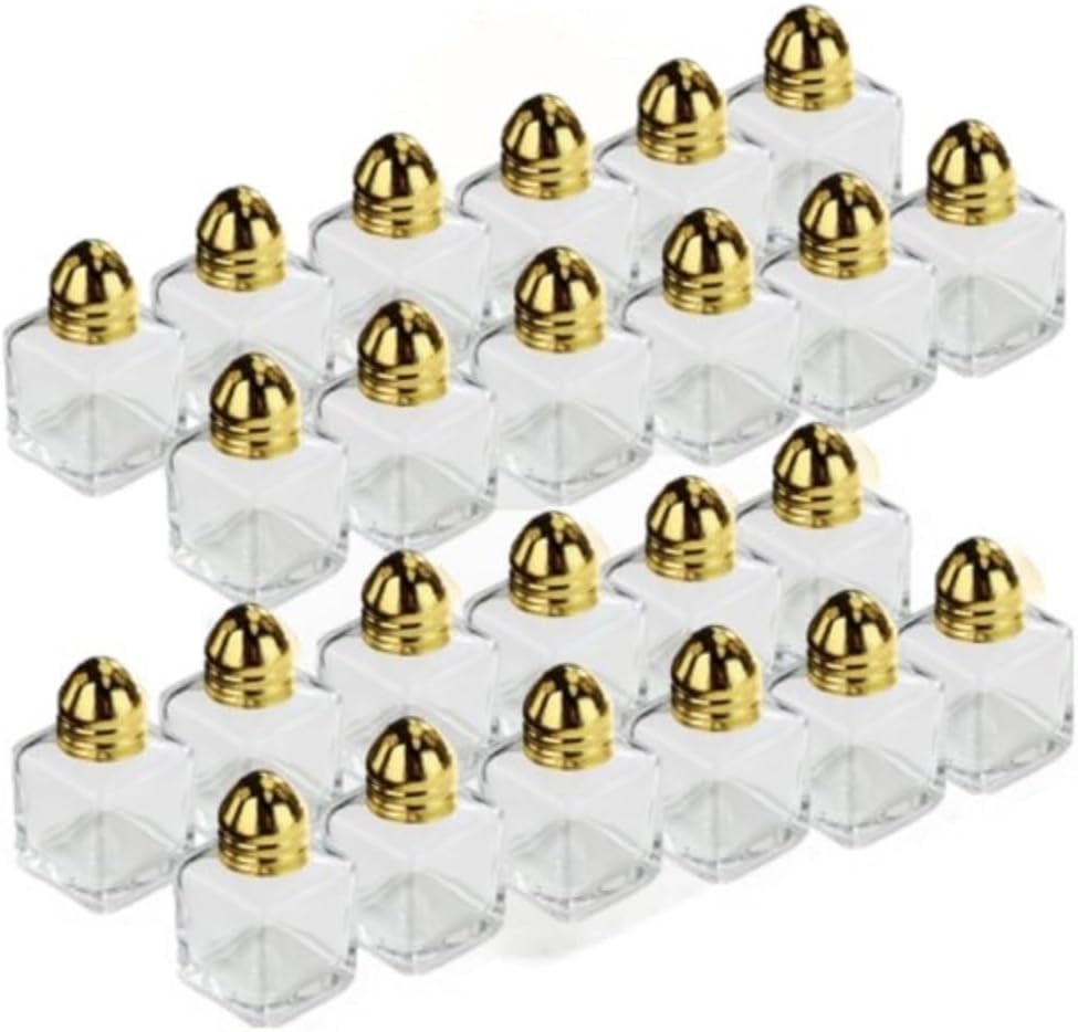 Juego de 24 saleros y pimenteros dorados de 12 oz, mini cubos cuadrados de cristal, saleros y pimenteros con parte superior dorada para restaurantes