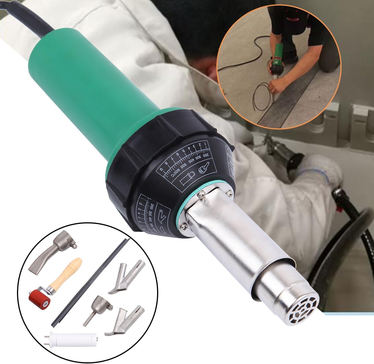 Samger – Pistola de calefacción de aire caliente de 1500 W 110 V, kit de soldador de antorcha de aire caliente de plástico de mano, kit de soldadura