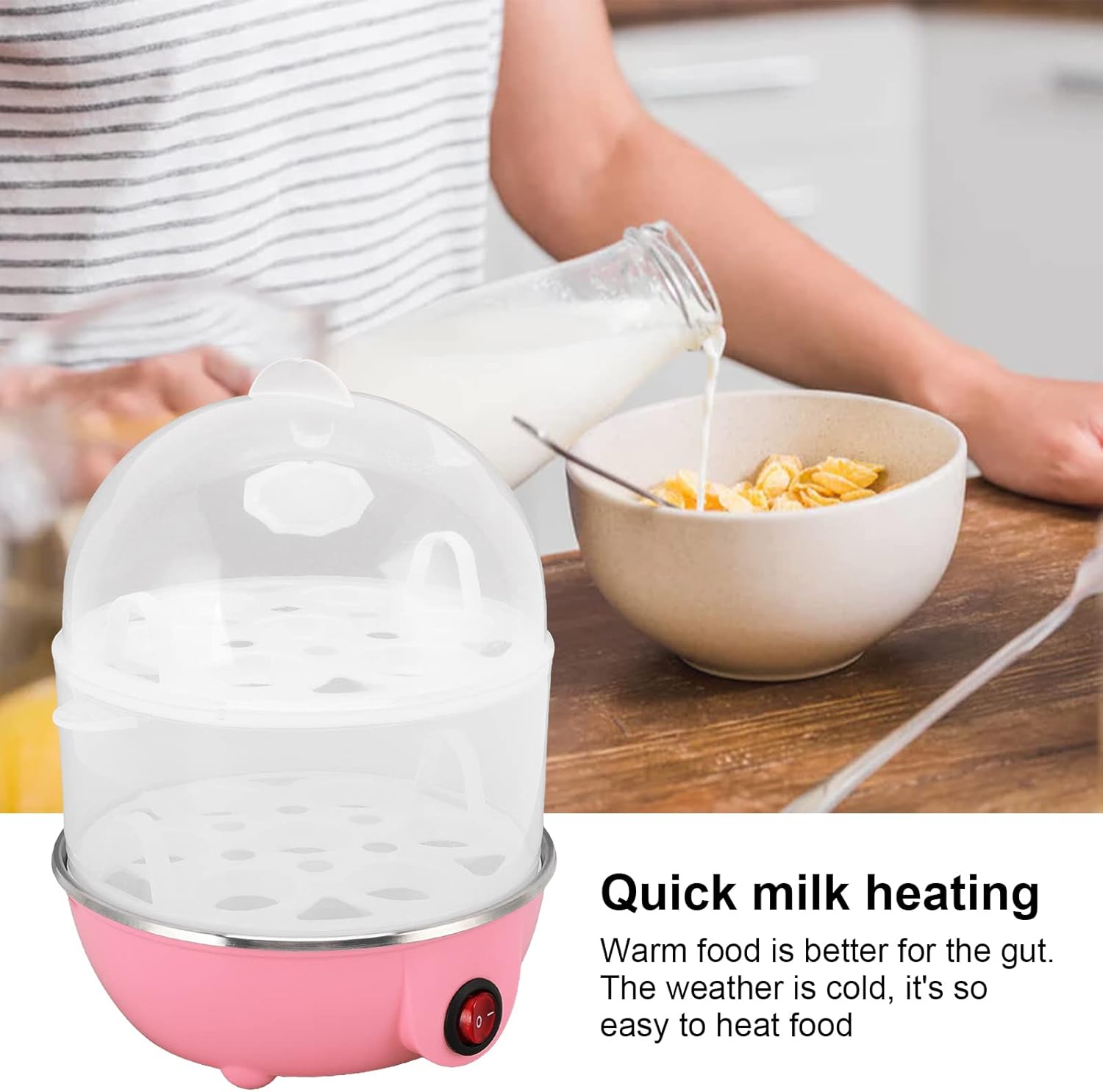 Olla rápida para huevos, olla eléctrica para huevos con capacidad para 14 huevos con taza medidora, caldera de huevos de polipropileno duradera con