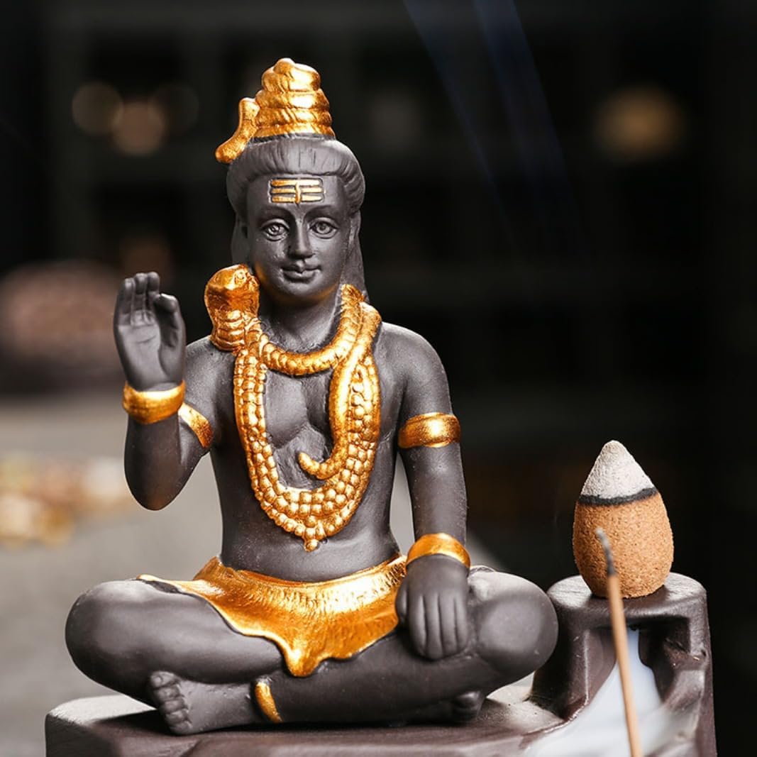 Estatua de Buda Shiva creativa del sudeste asiático quemador de incienso de reflujo de humo estatua de Buda zen decoración para el hogar