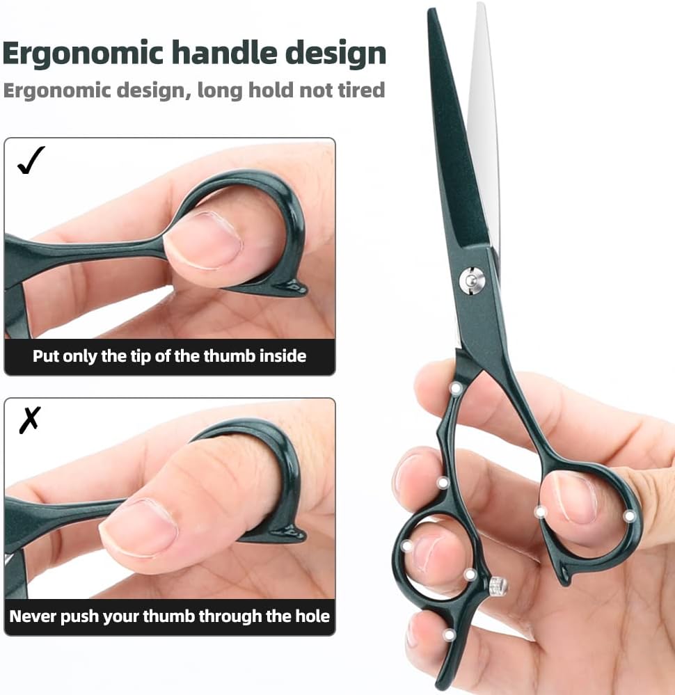 Tijeras rectas profesionales 440C de 6.5 pulgadas de longitud total, de acero inoxidable, tijeras de corte de pelo para madre, padre, amigos,