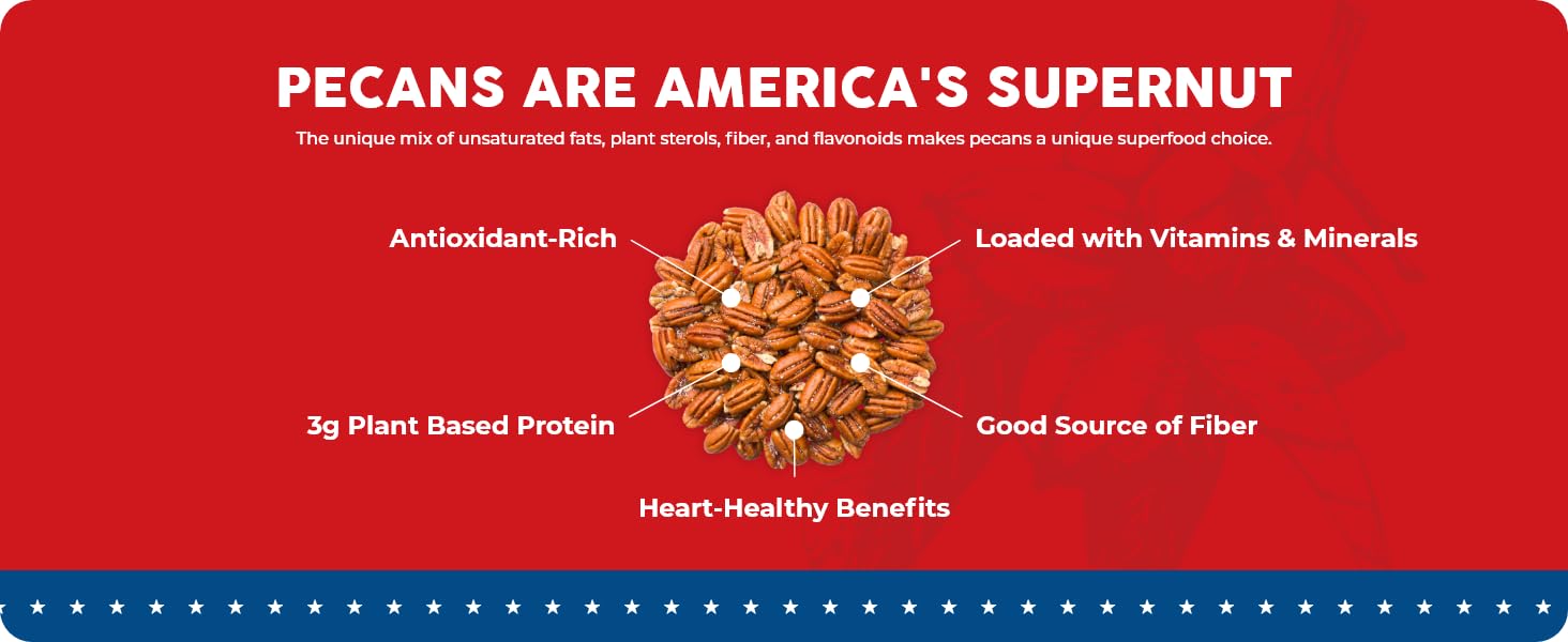 Pecan Nation Gingerbread Holiday – Mitades de nueces tostadas de 16 onzas, natural, sin conservantes, ricas en antioxidantes, sin OMG, nueces