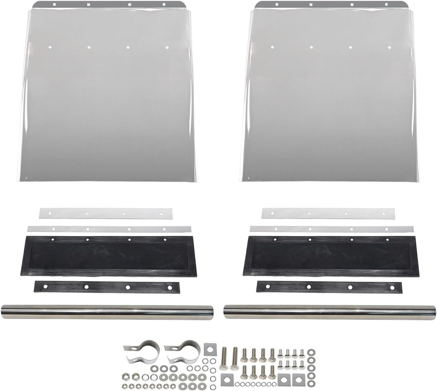 Par (2) Quarter Fen-der 24″ x 27″ Acero Inoxidable Para Semi Camión Freightliner