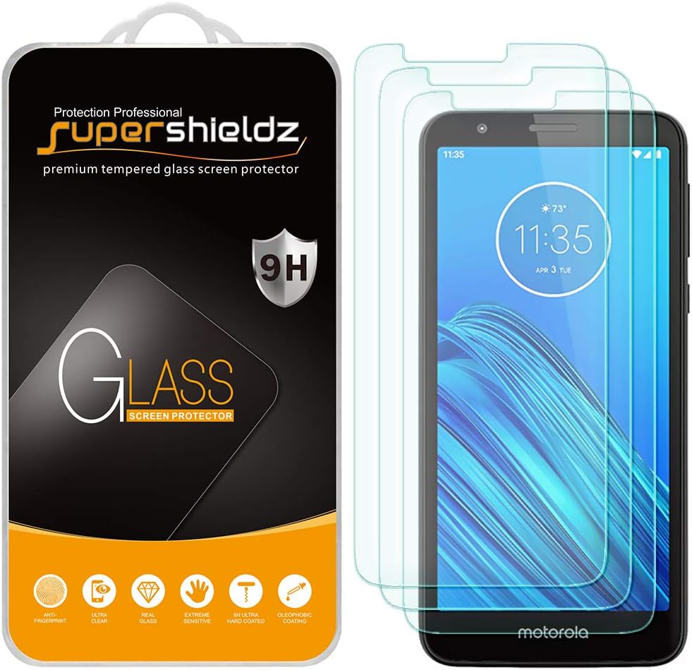 Supershieldz Protector de pantalla de vidrio templado diseñado para Motorola (Moto E6), antiarañazos, sin burbujas