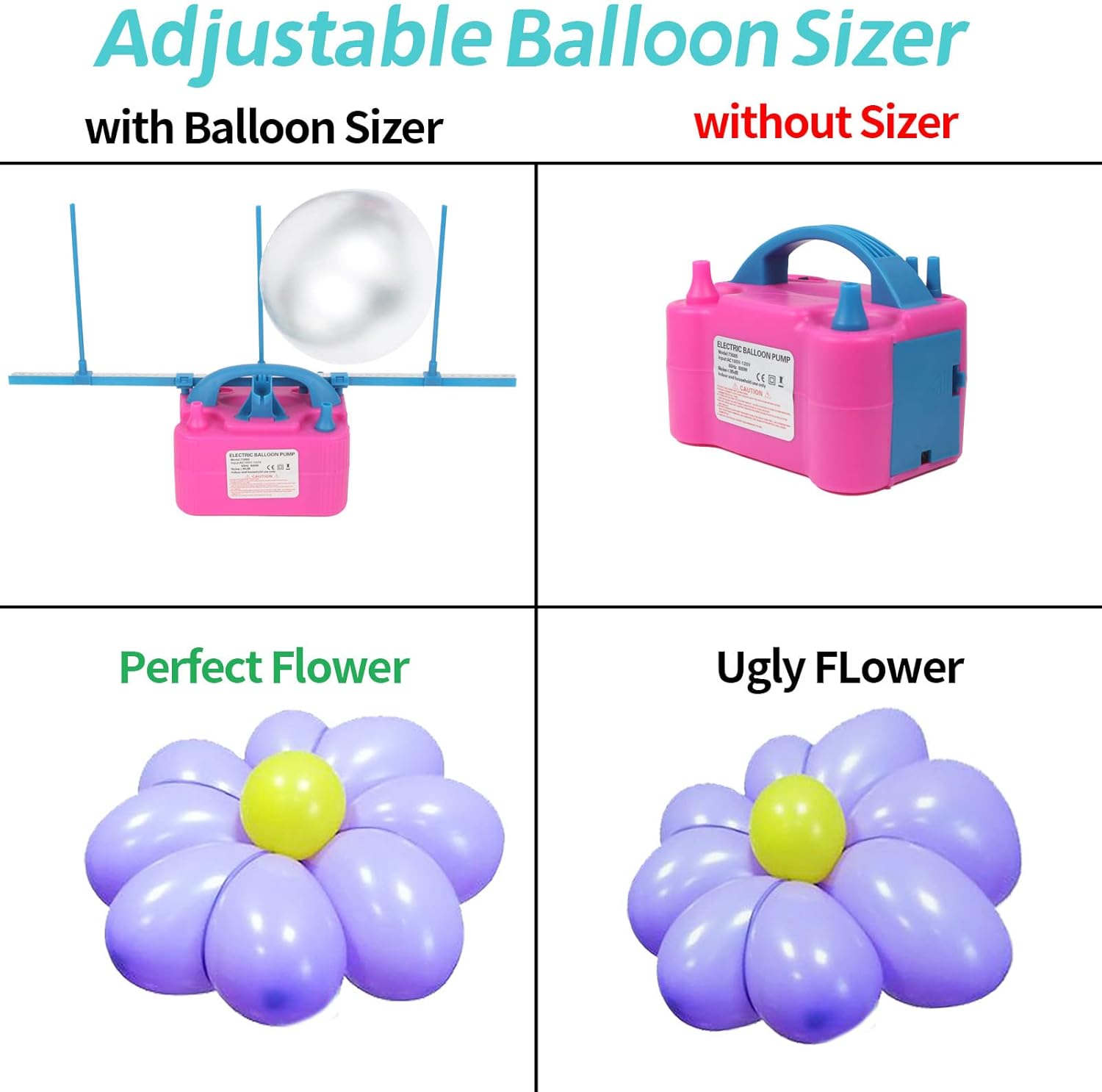 Bomba eléctrica de globos, inflador de globos de 110 V 600 W, inflador de globos de doble boquilla para decoración, fiesta, deporte, regalos 2