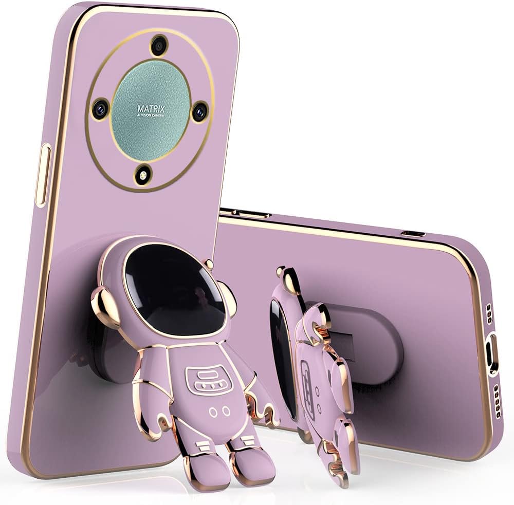 Funda compatible con Honor Magic 5 Lite con chapado creativo de astronauta y caricaturas, color rosa, funda para teléfono Honor X9a, soporte de