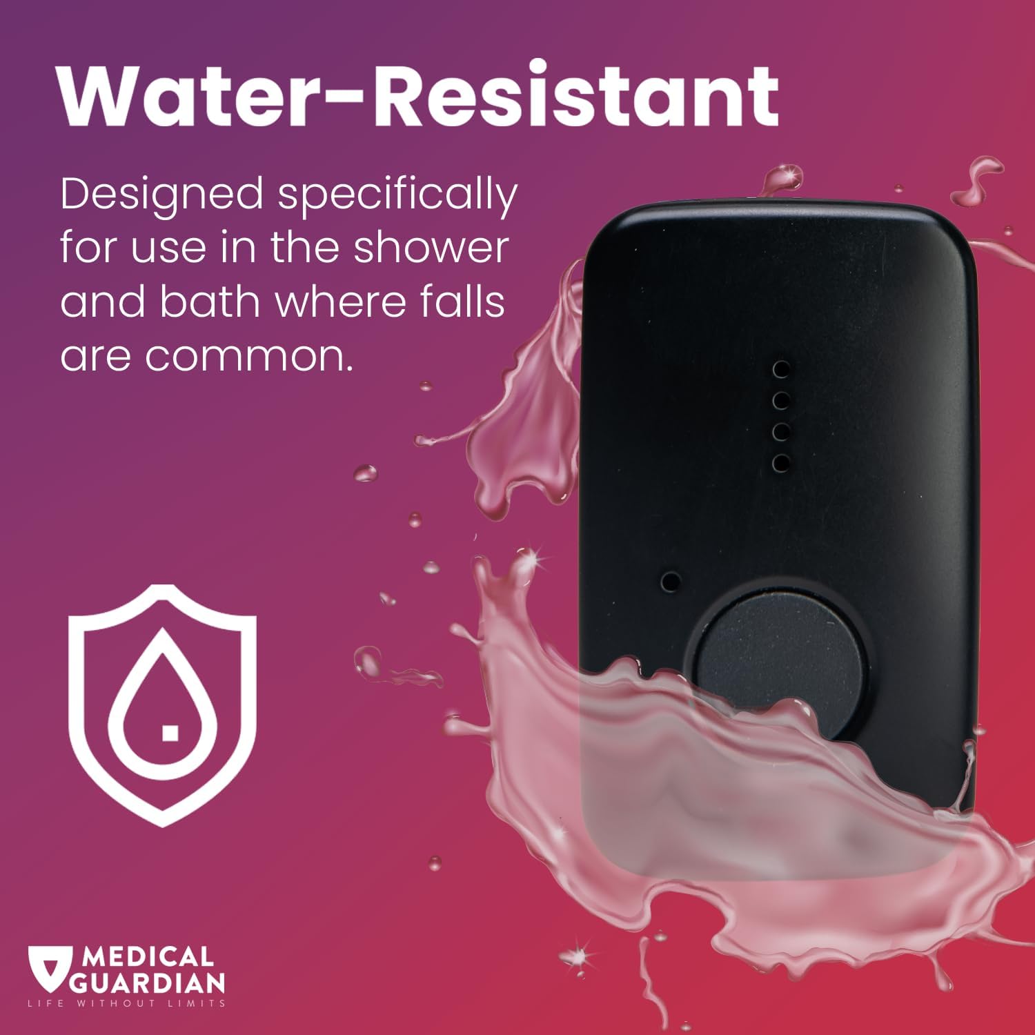 Medical Guardian MGMini – Sistemas de collar de alerta médica para personas mayores, botón de pánico rápido y confiable resistente al agua,