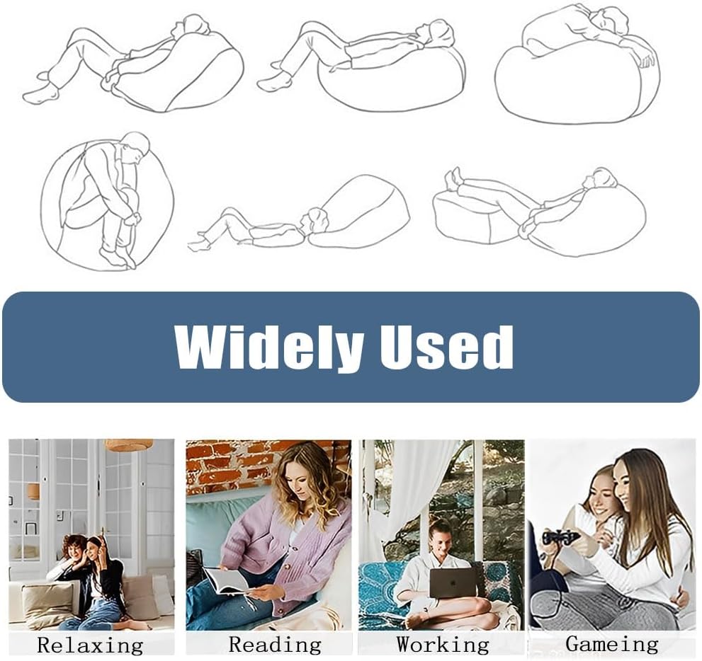 Funda para puf de lino de color sólido para niños y adultos (sin relleno), funda suave para sofá cama, lavable, de gran tamaño, para sala de estar,