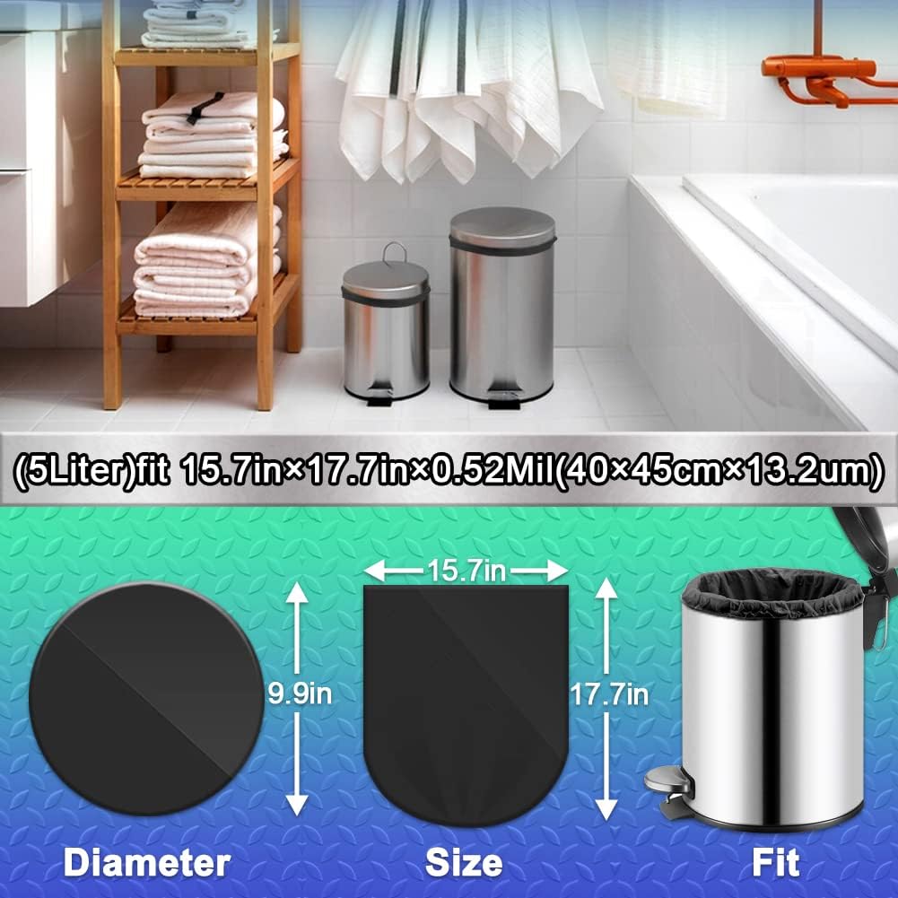Bolsas de basura pequeñas de 5 litros, 100 unidades, color blanco, transparente, de 3 a 5 litros, para oficina, cubo de pedal de baño, cubo de