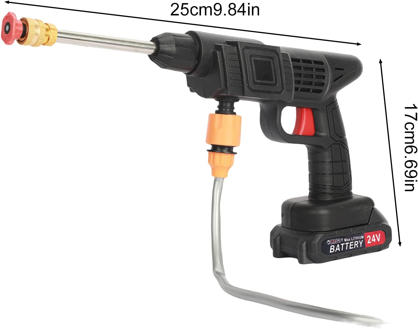 Lavadora a presión inalámbrica para batería máxima de 20 V – Lavadora eléctrica portátil de 550 PSI con boquilla 3 en 1, pistola de lavado de coche