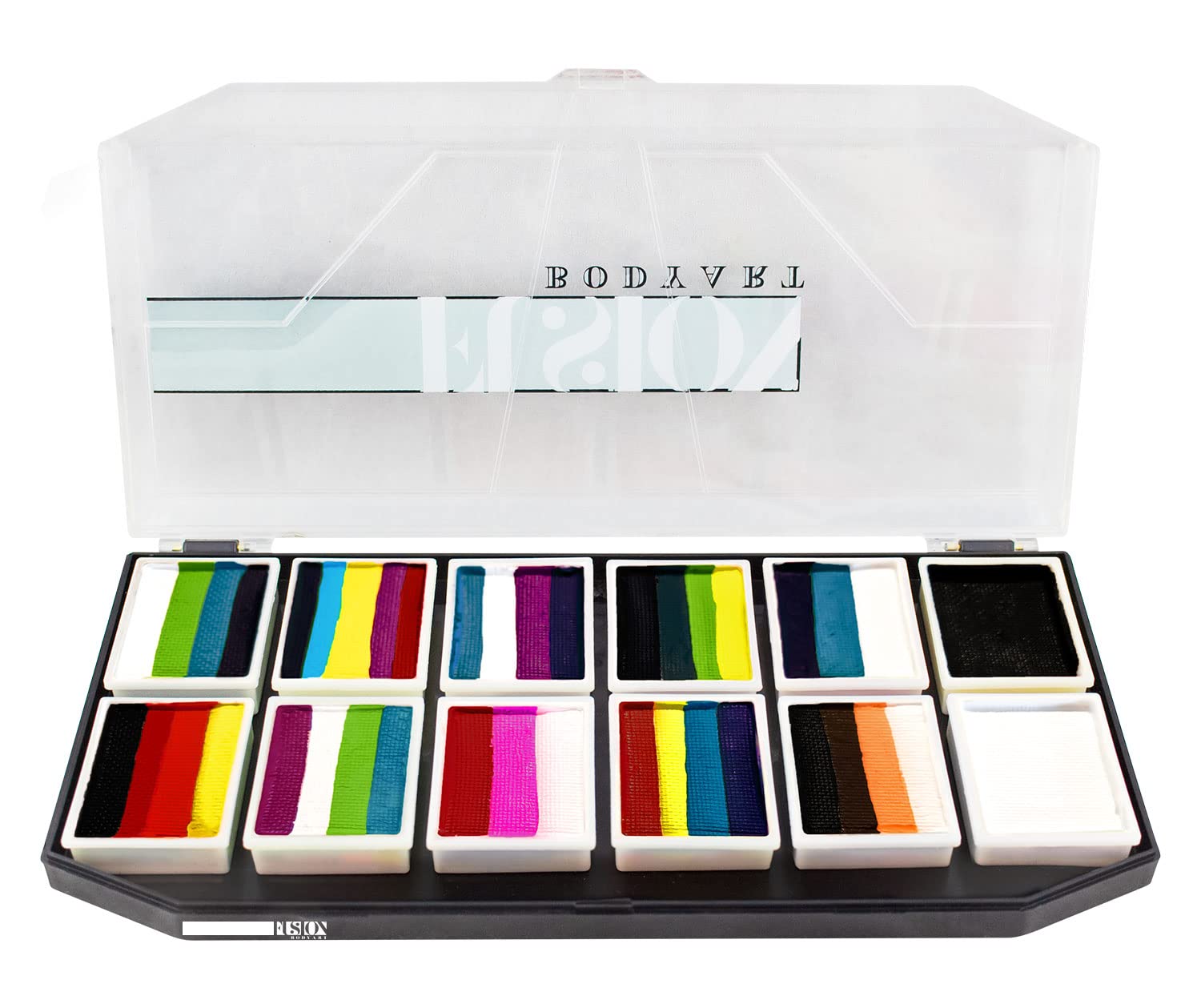 FUSION BODY ART Paleta de pintura facial de calidad profesional, explosión de arco iris, kit de pintura facial de maquillaje seguro y no tóxico para