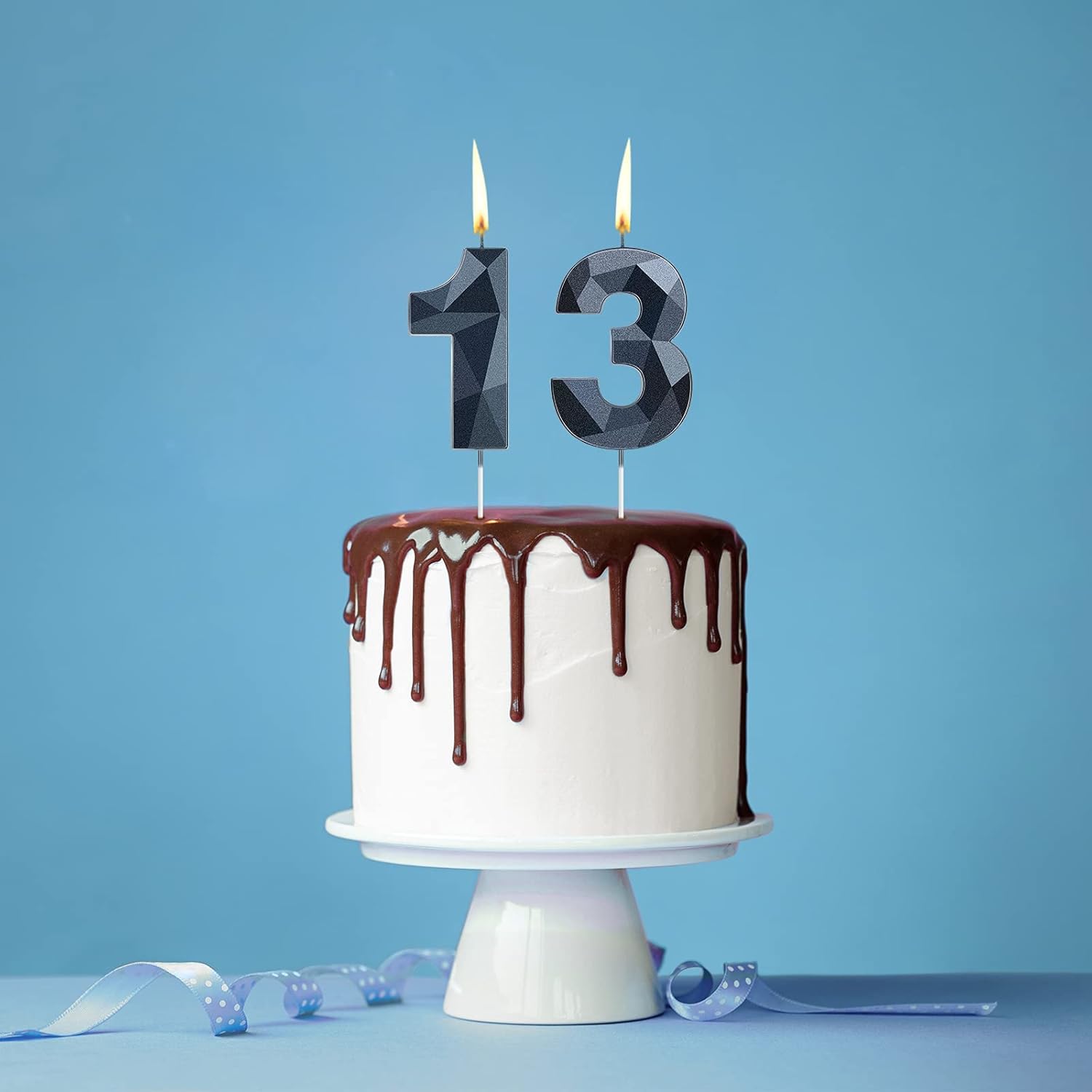 Velas de cumpleaños número 13, velas con forma de diamante 3D número 13, decoración de tarta de feliz cumpleaños, bodas, fiestas, reuniones, fiestas