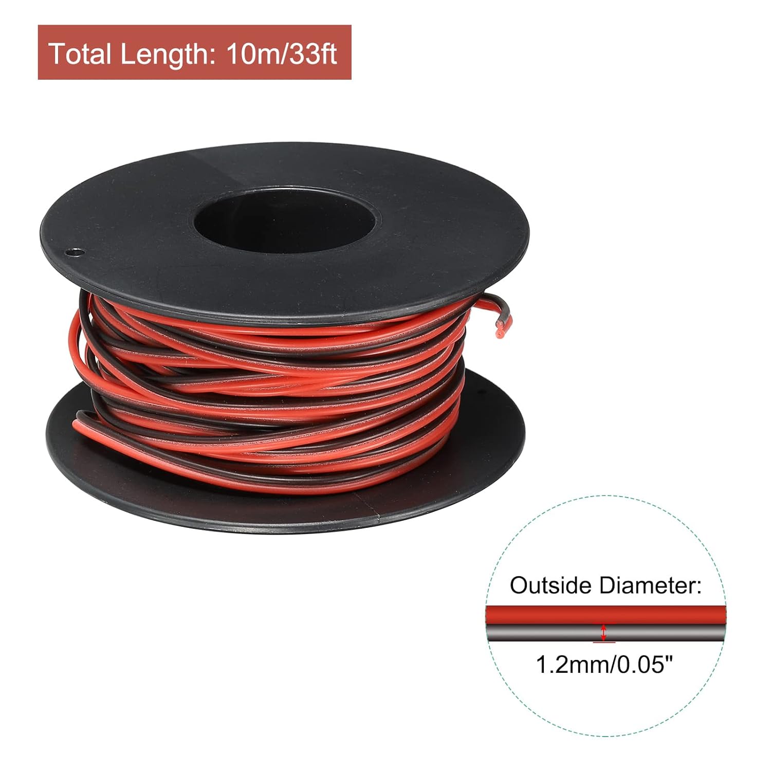MECCANIXITY Alambre de calibre 28, 2 conductores, alambre de silicona paralelo de 28 AWG, alambre trenzado de alambre de cobre estañado, carrete de