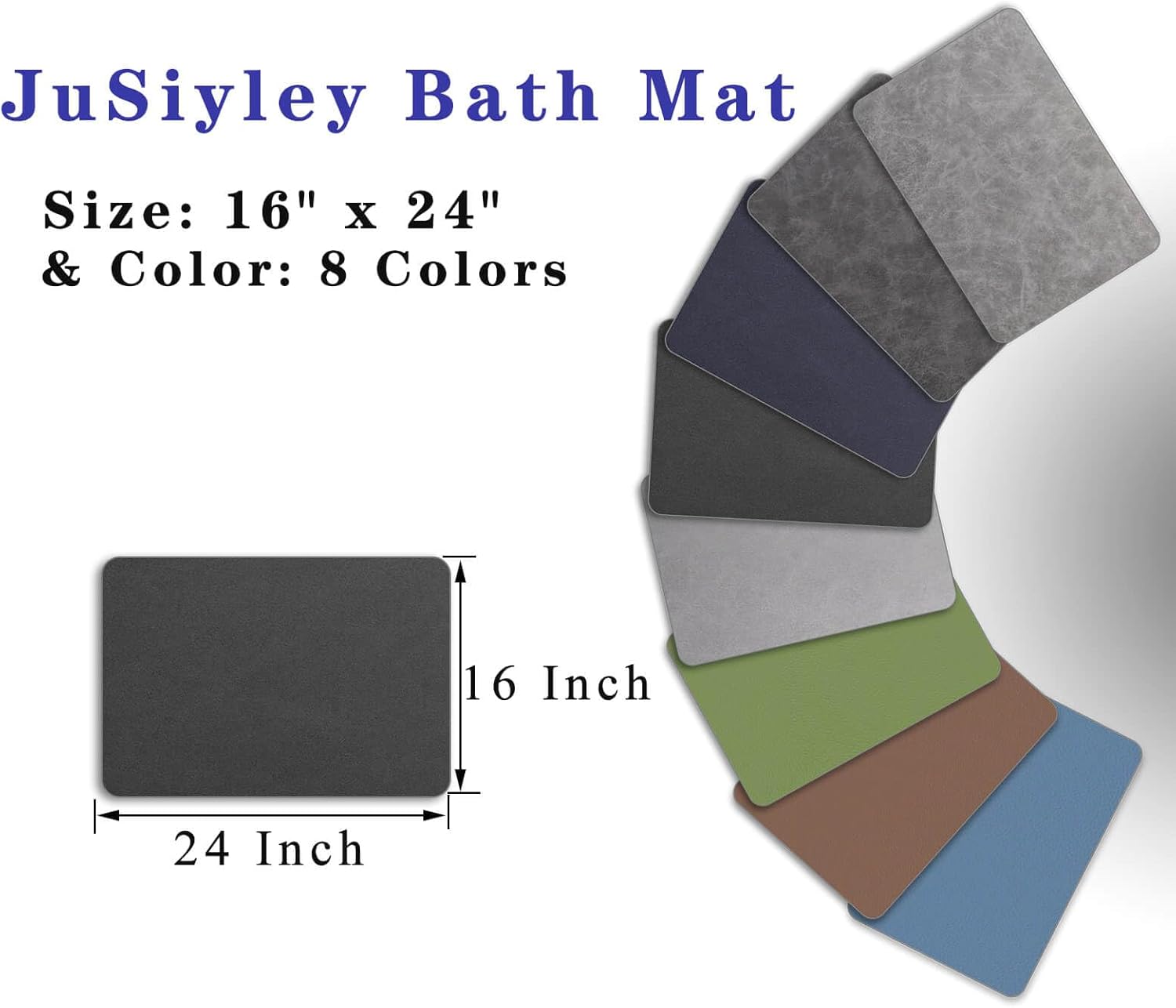 Tapete de baño de secado rápido, tapete de baño de diatomita, súper absorbente, antideslizante, lavable, parte inferior de goma duradera, para baño,