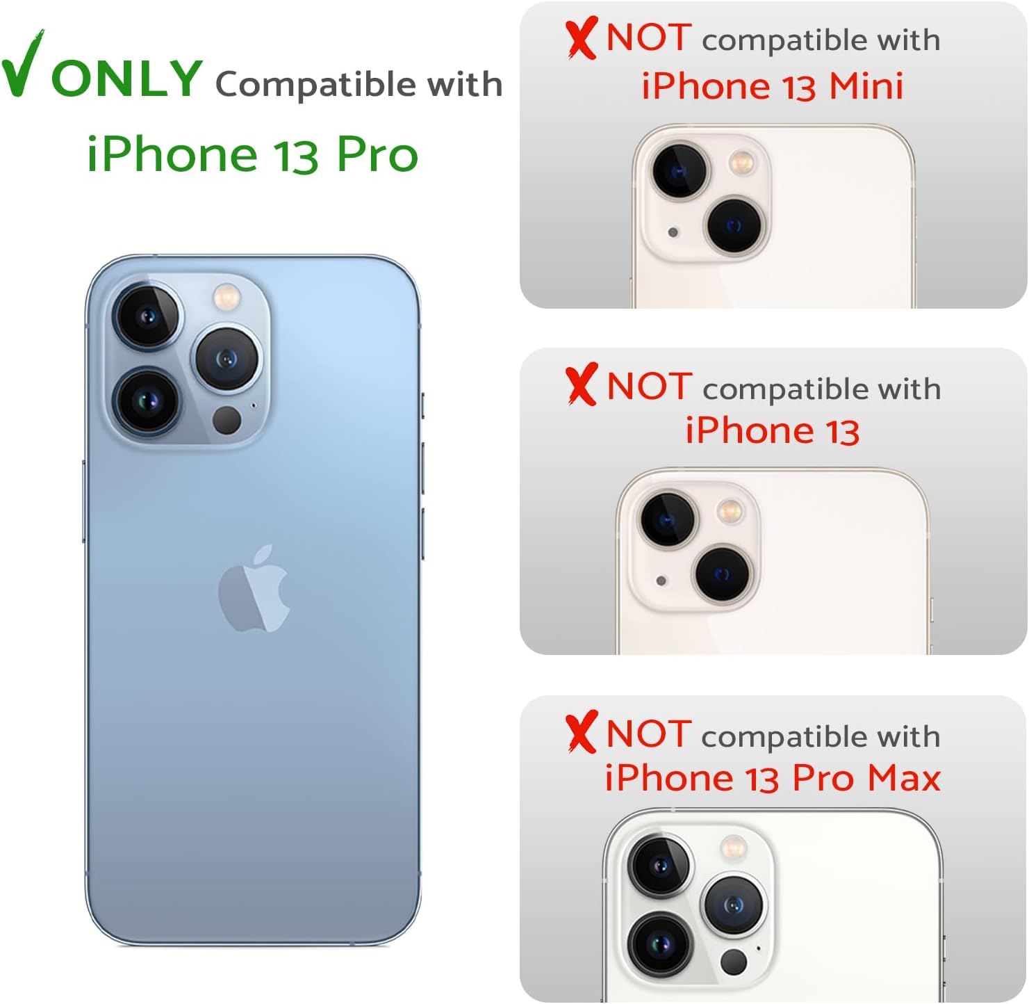 TORU CX – Funda magnética delgada para iPhone 13 Pro con tarjetero, color negro