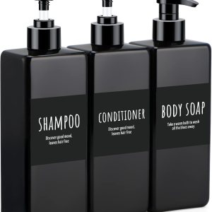 Segbeauty Dispensador de champú y acondicionador recargable, 3 botellas de ducha de 16.9 onzas, dispensador de jabón con etiquetas, dispensador de Segbeauty Dispensador de champú y acondicionador recargable, 3 botellas de ducha de 16.9 onzas, dispensador de jabón con etiquetas, dispensador de