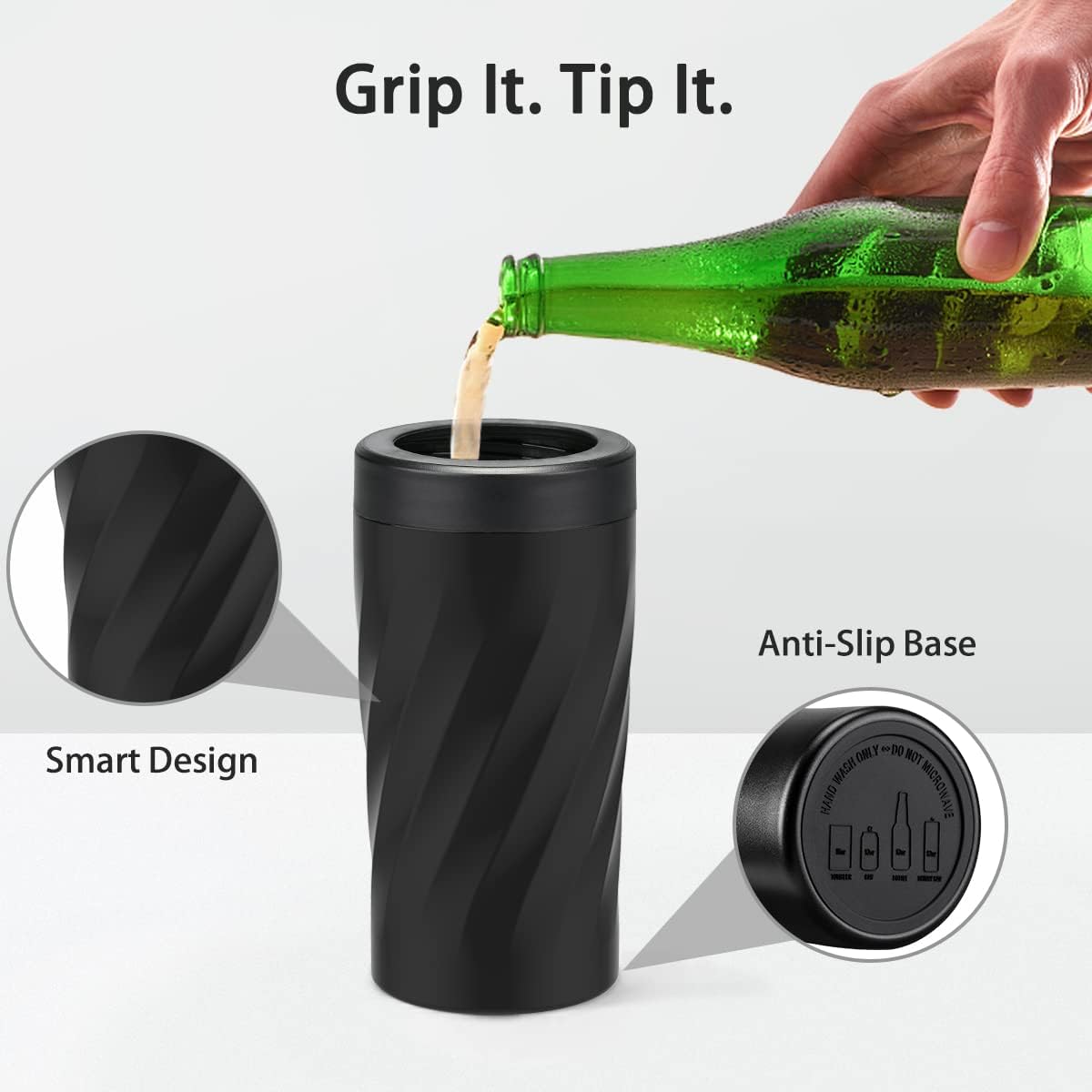 Enfriador de latas de cerveza delgado 4 en 1 para todas las latas de 12 onzas, aislante de latas de acero inoxidable de doble pared que mantiene 8