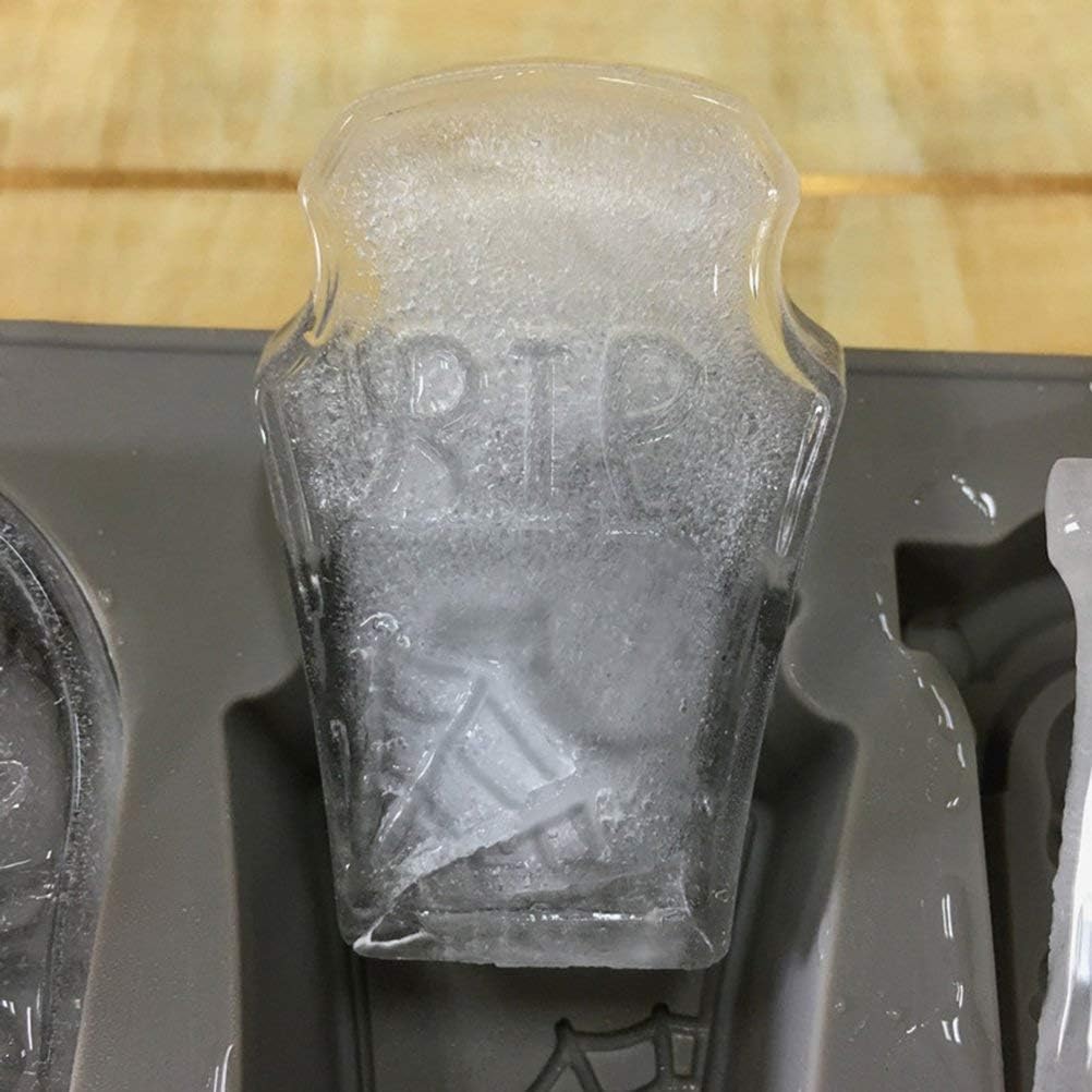 Molde De Silicona De Halloween RIP Gravestone Ice Cube Bandejas Pastel Chocolate Fondant Cake Hornear Herramientas De Bricolaje – Gris