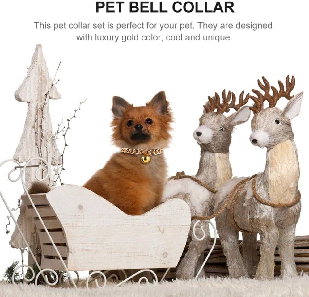 Perro pequeño con campana de moda prémium para bulldog francés, cachorro, gato, accesorio para mascotas, cadena para perro, collar de oro para