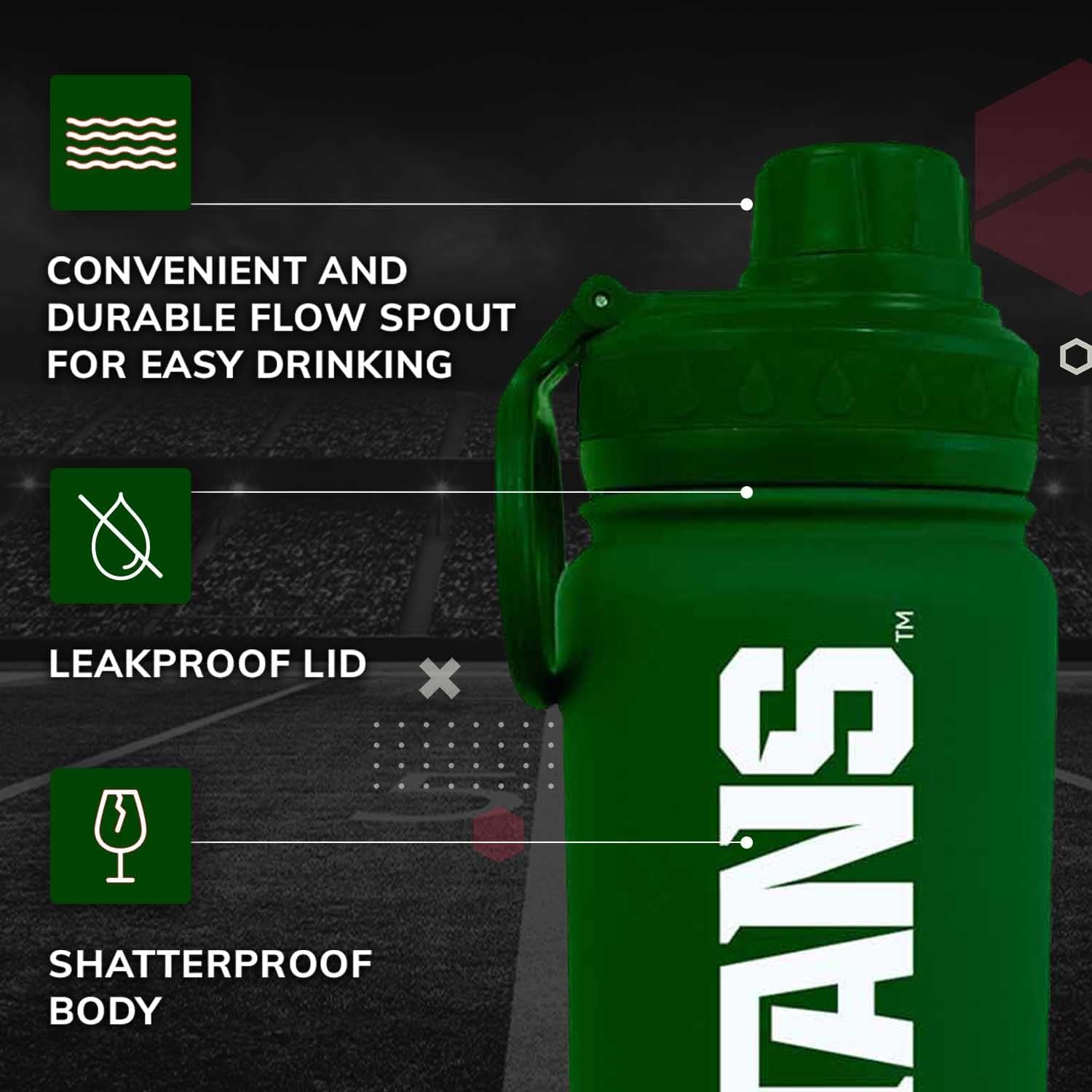 Campus Colors Botella de agua de acero inoxidable de la NCAA, tapa giratoria, 24 onzas, clip de transporte, mantiene tus bebidas calientes o frías