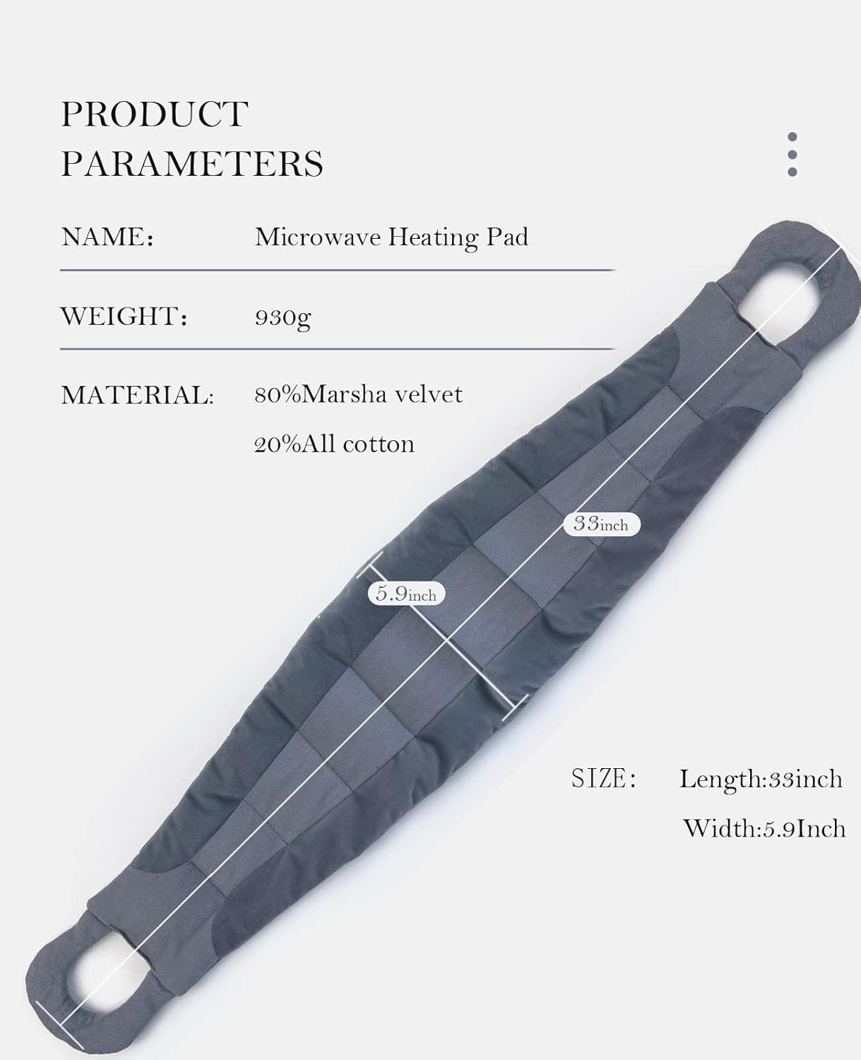 Almohadilla térmica para microondas para cuello y hombros con asas, 33 x 5.9 pulgadas de largo, calentador de cuello, paquetes calientes húmedos