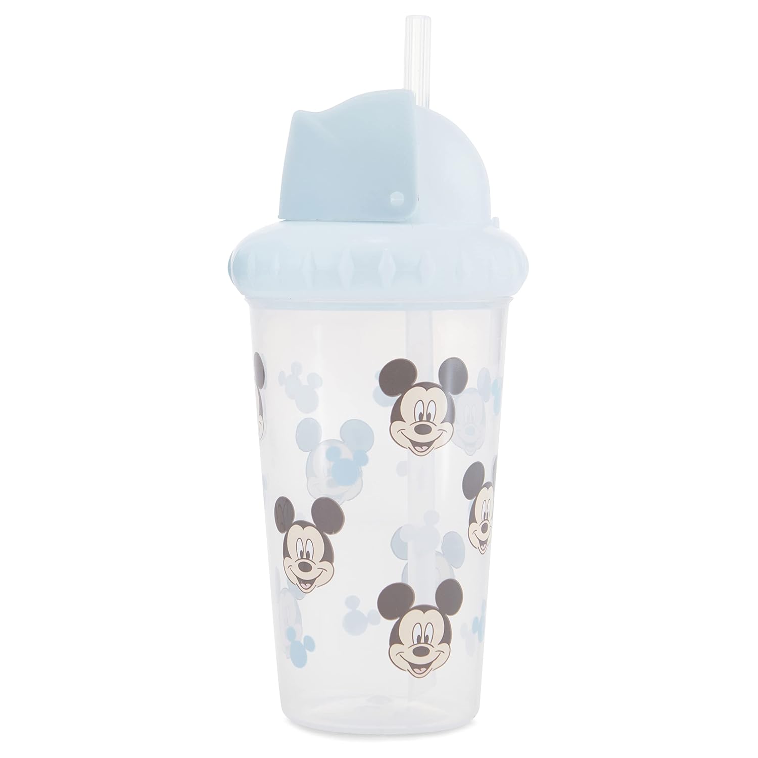 Disney Vasos para sorber para niños y niñas  Paquete de dos vasos para sorber de 10 onzas con popote y tapa, botella de agua de viaje azul duradera