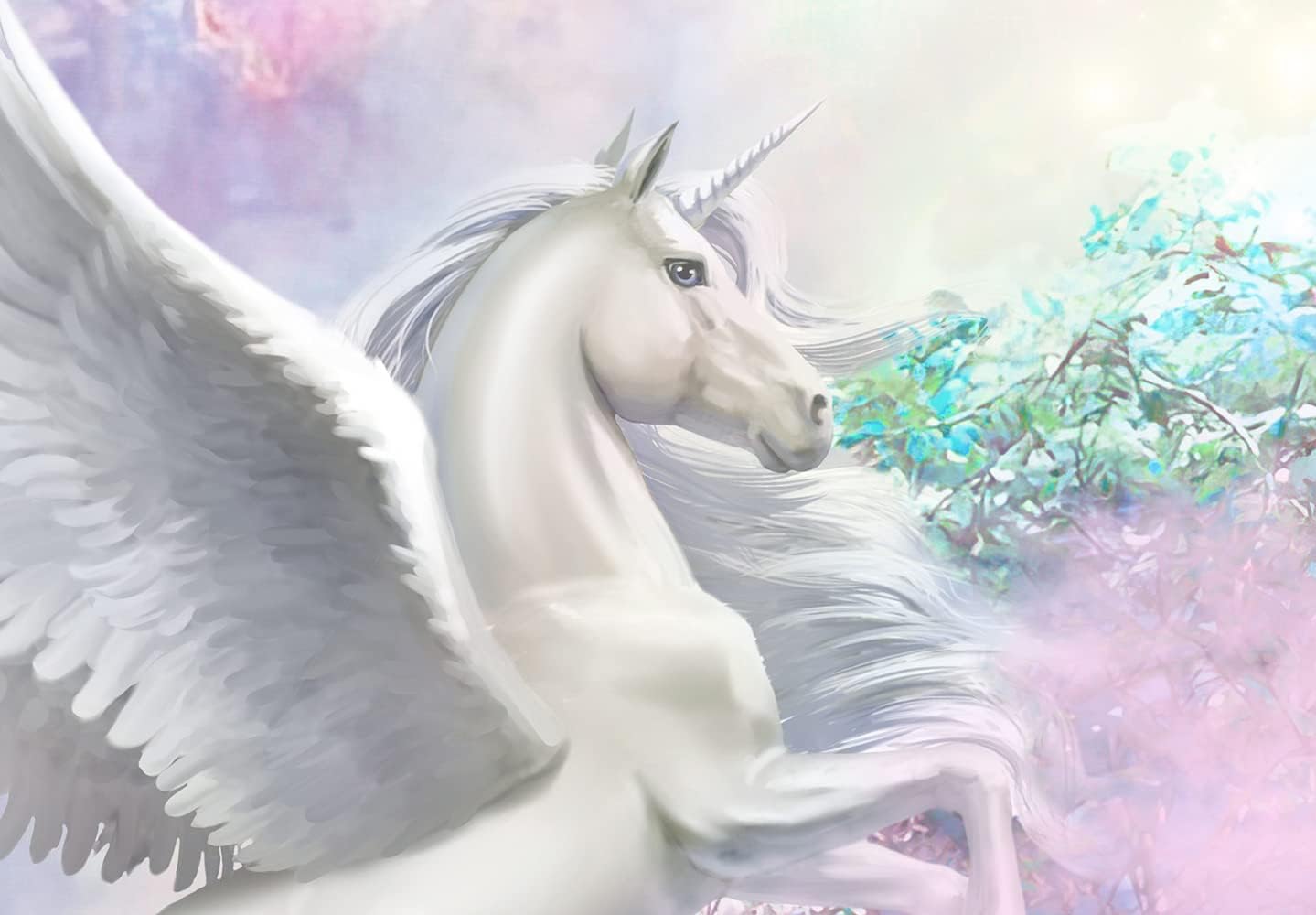 artgeist Mural de pared Pegasus Unicornio 135 x 101 pulgadas, papel tapiz autoadhesivo removible de gran tamaño para decoración de pared, diseño de