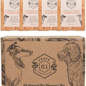 Caja 61 sin perfume, paquete de 4, barra de champú para perros de proceso frío totalmente natural. pH equilibrado, 100% a base de plantas. Sin Caja 61 sin perfume, paquete de 4, barra de champú para perros de proceso frío totalmente natural. pH equilibrado, 100% a base de plantas. Sin