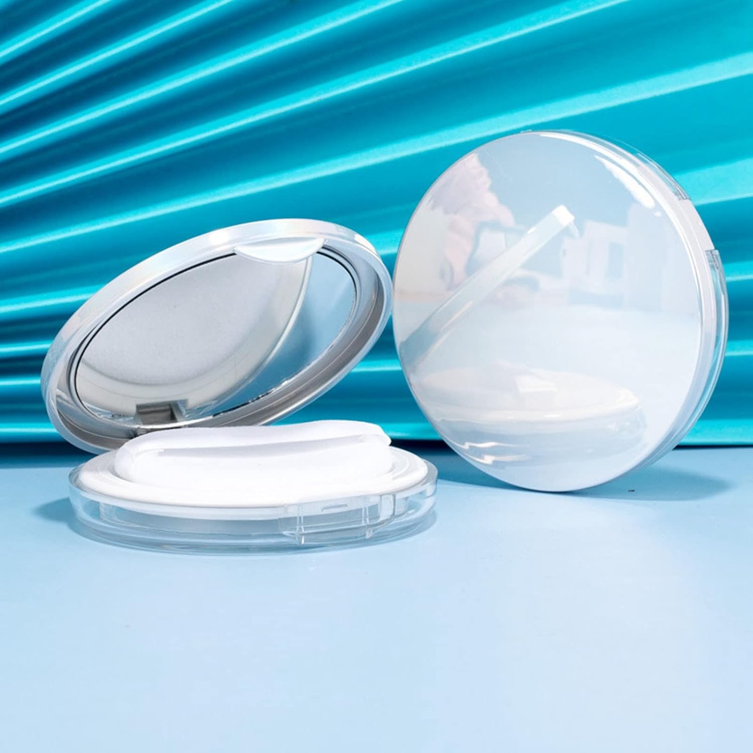 Caja de polvo suelto recargable, contenedor de plástico reutilizable vacío de 0.11 oz con soplo de polvo, estuche de maquillaje portátil para