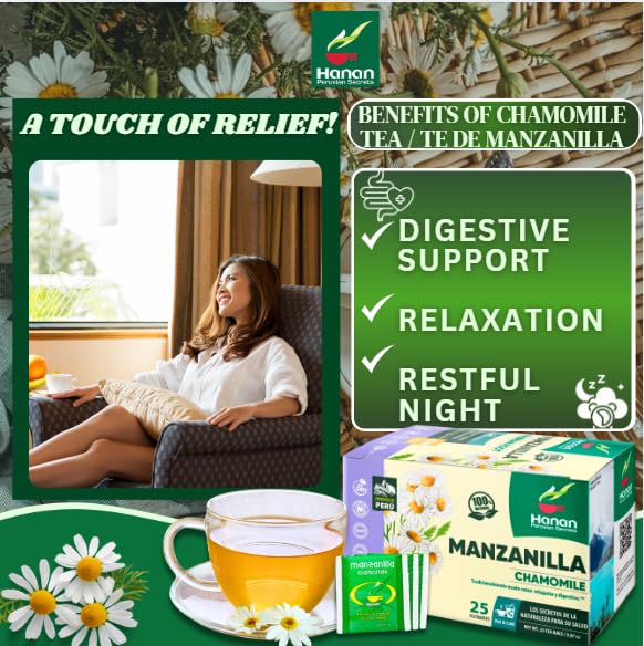 Té de manzanilla 25 Bolsitas de té de hierbas de Te De Manzanilla Té de manzanilla secado natural de Perú por Hanan