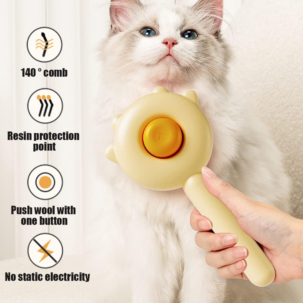 2 cepillos para gatos con botón de liberación, cepillo de gato para desprendimiento, cepillo de aseo de mascotas para gatos, perros y gatos, cepillo