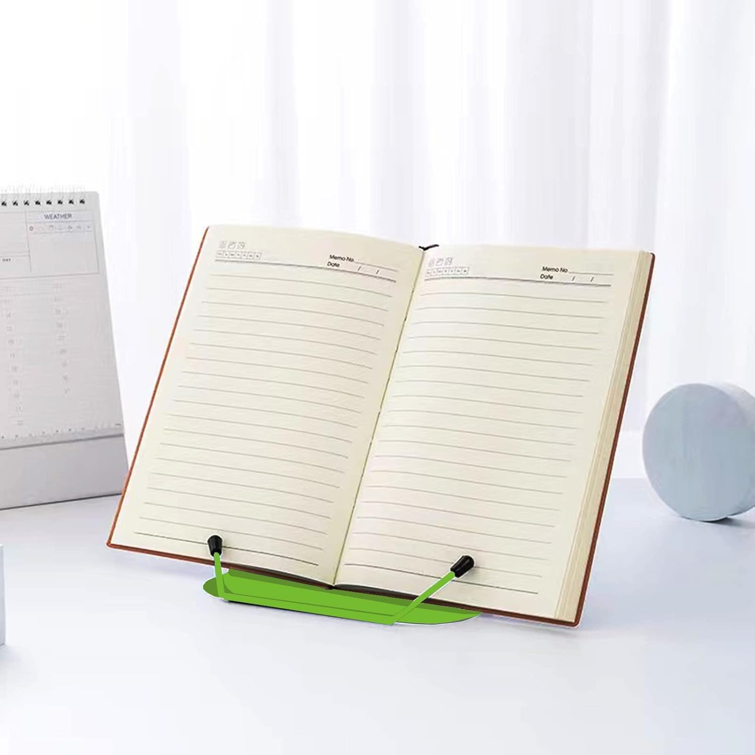 Soporte de libro de metal para escritorio, estante de lectura ajustable, soporte para libros (verde)