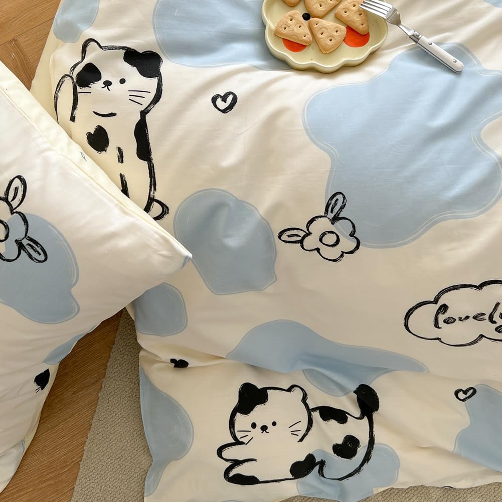LIWHENHAO Juego de funda de edredón moderna abstracta para niños, ropa de cama 100% algodón, colección Home, 1 funda de edredón y 2 fundas de