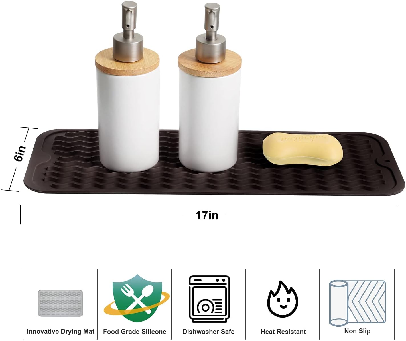ZLR Tapete de silicona para secar platos para encimera de cocina, tapete ecológico de secado rápido, fácil de limpiar, tapete de secado multiuso,