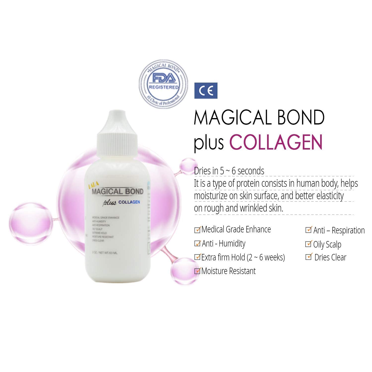 MAGICAL BOND – Pegamento adhesivo de encaje de 2 onzas  pegamento para peluca  pegamento para cabello y removedor mágico de 5.07 onzas  juego de